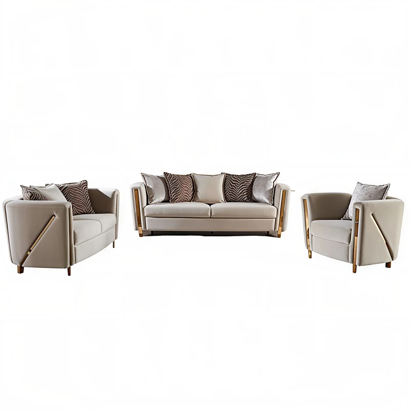 CHANELLE™ – MODERN LUXE VELVET SOFA SET – L1725