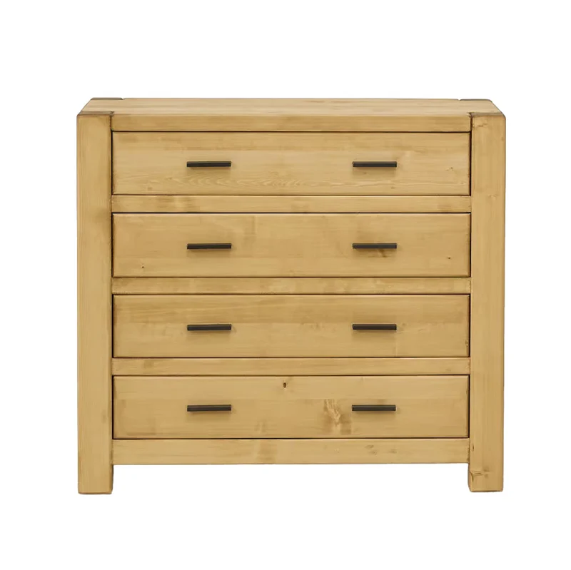 Commode 100 cm quatre tiroirs en épicéa massif huilé miel | DIBONA
