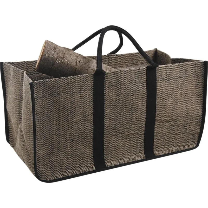 Sac à bûches jute chevron L65cm