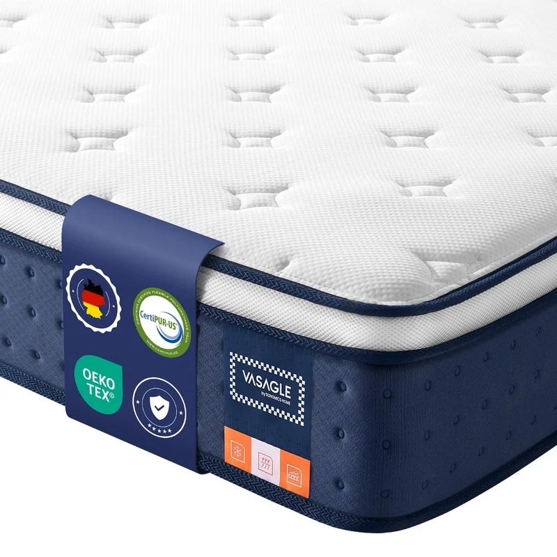 Matelas double ressorts ensachés 140 x 200 x 25 cm bleu