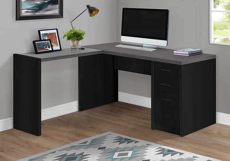 NOXARA™ – L-SHAPED OFFICE DESK WITH GLASS TOP – I 7431