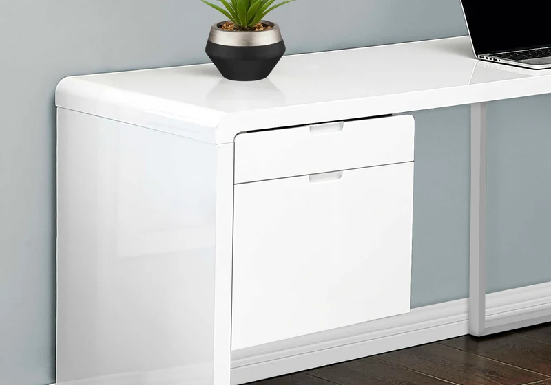 LUXARA CORNER™ – L-SHAPED HIGH GLOSS OFFICE DESK – I 7582