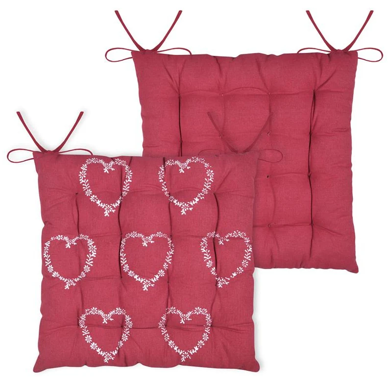 Galette de chaise ARBIN coeurs rouge