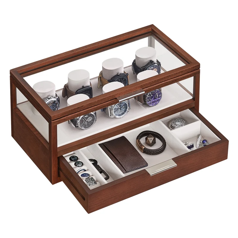 Boîte à montres élégante avec couvercle et tiroir