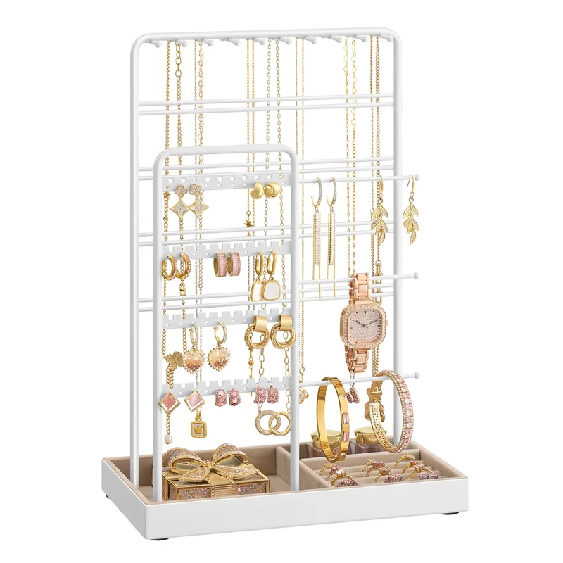 Présentoir à bijoux en métal avec plateau en velours