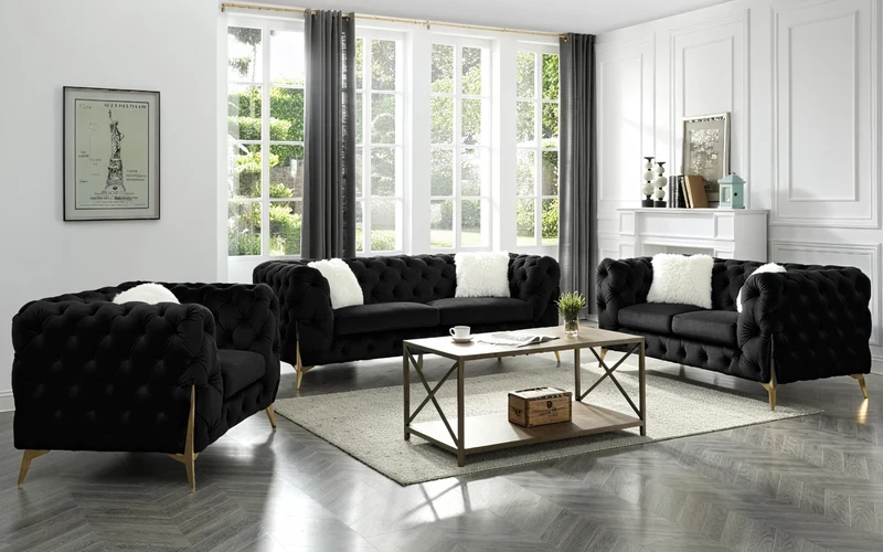 RolaCurve™ 3‑Piece Tufted Velvet Sofa Collection – 6090