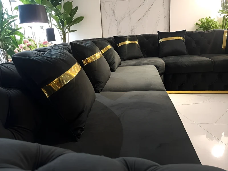 DreamVelvet™ Luxurious Beige Velvet Sectional – 6198