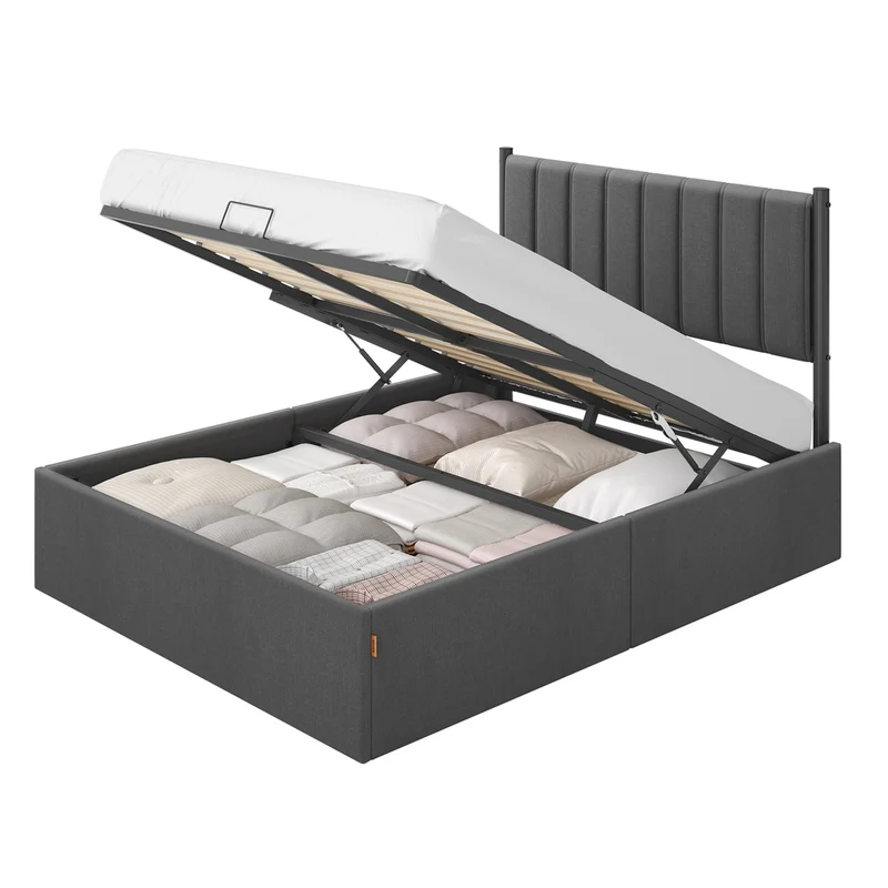 Lit coffre moderne avec sommier relevable et grand rangement