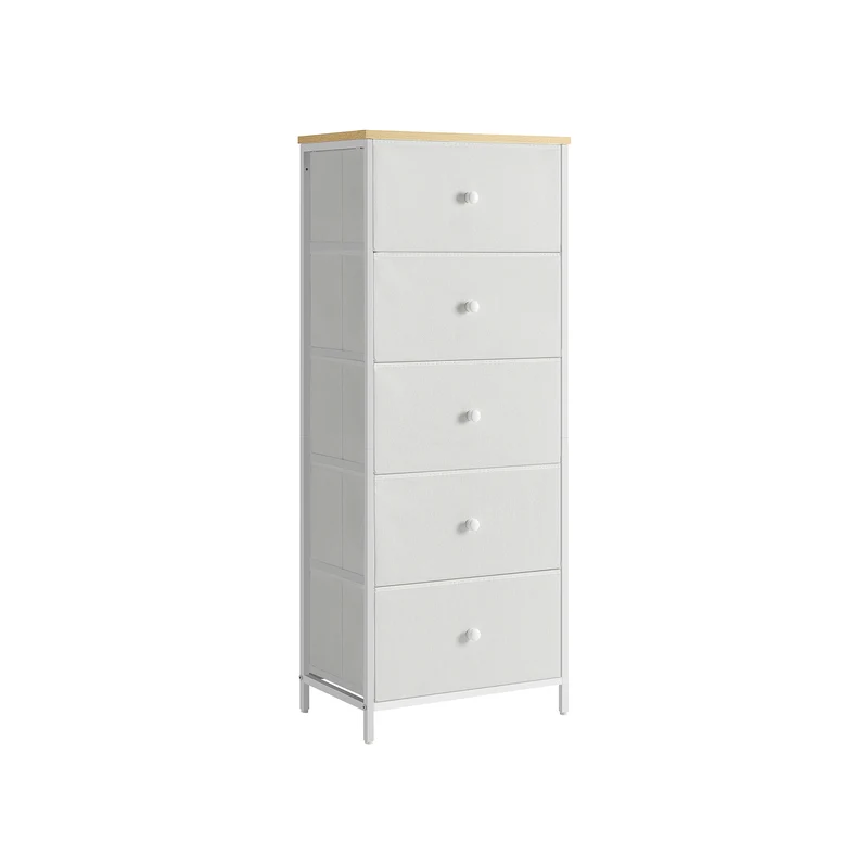 Commode colonne de rangement en tissu avec 5 tiroirs