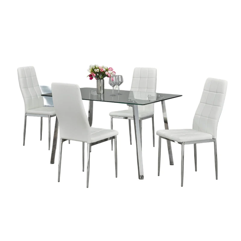 Modern Clear Glass Dining Set – Model T-5065