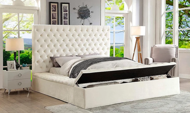 Velvet Fabric Storage Bed IF-5792