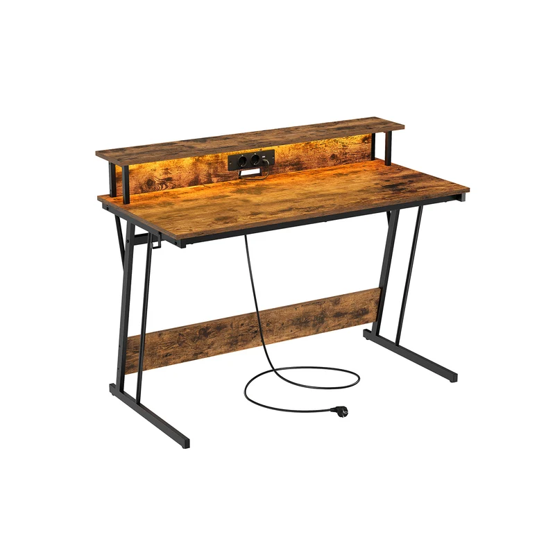 Bureau gaming avec led et multiprise pour 2 ordinateurs