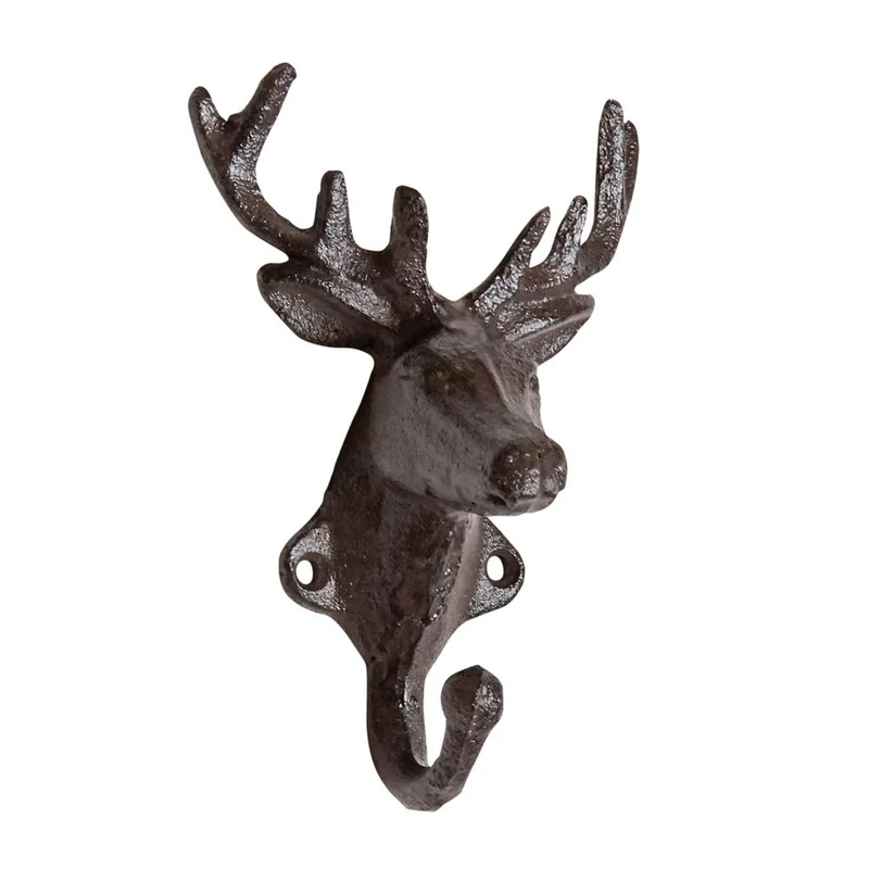 Patère 1 crochet tête de cerf en fonte