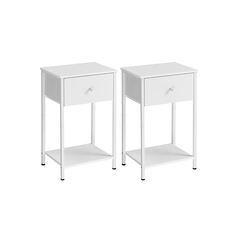 Table de chevet avec tiroir en tissu et étagère marron boisé
