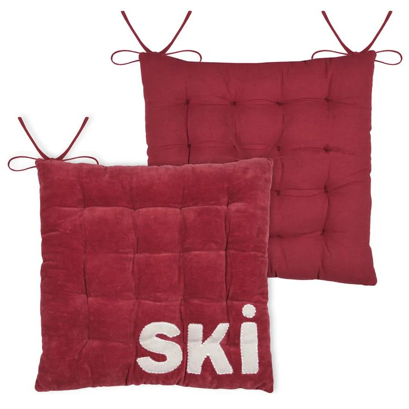 Galette de chaise Chamonix rouge "ski"
