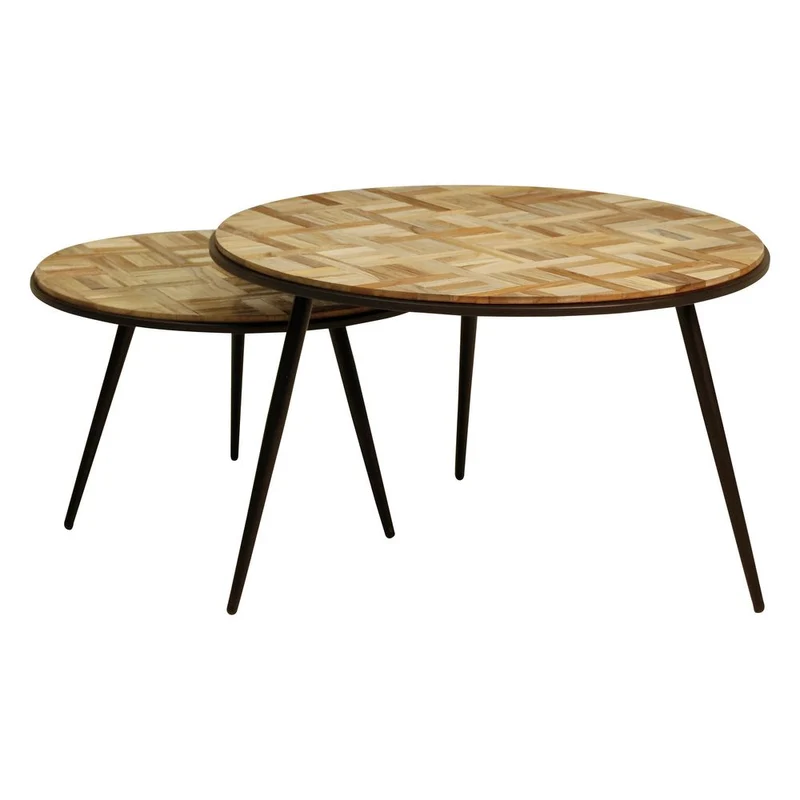 Tables basses gigognes teck recyclé 74cm - Set de 2