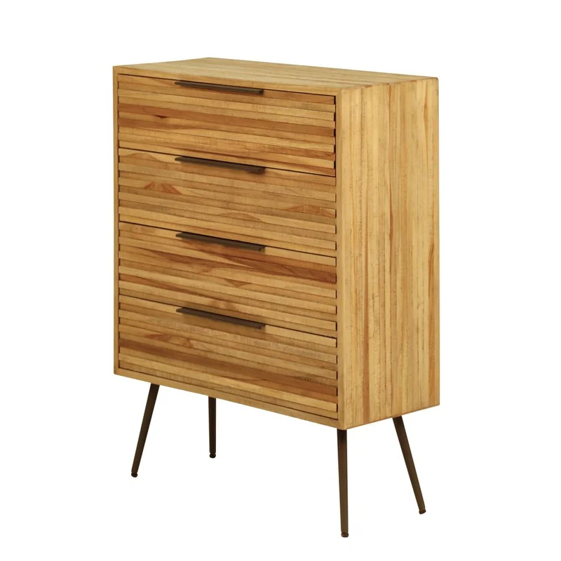 Commode teck recyclé 4 tiroirs