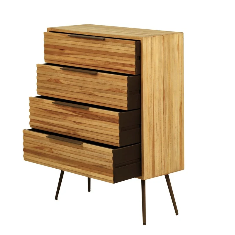 Commode teck recyclé 4 tiroirs