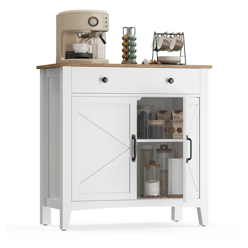 Buffet style campagne blanc rustique et marron miel