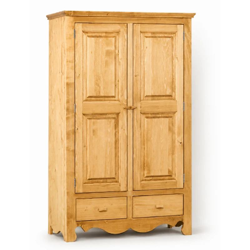 Armoire 2 portes, 2 tiroirs en épicéa massif huilé miel | OREGON