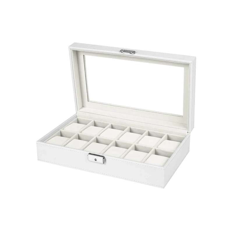 Boîte à montres 12 cases blanc