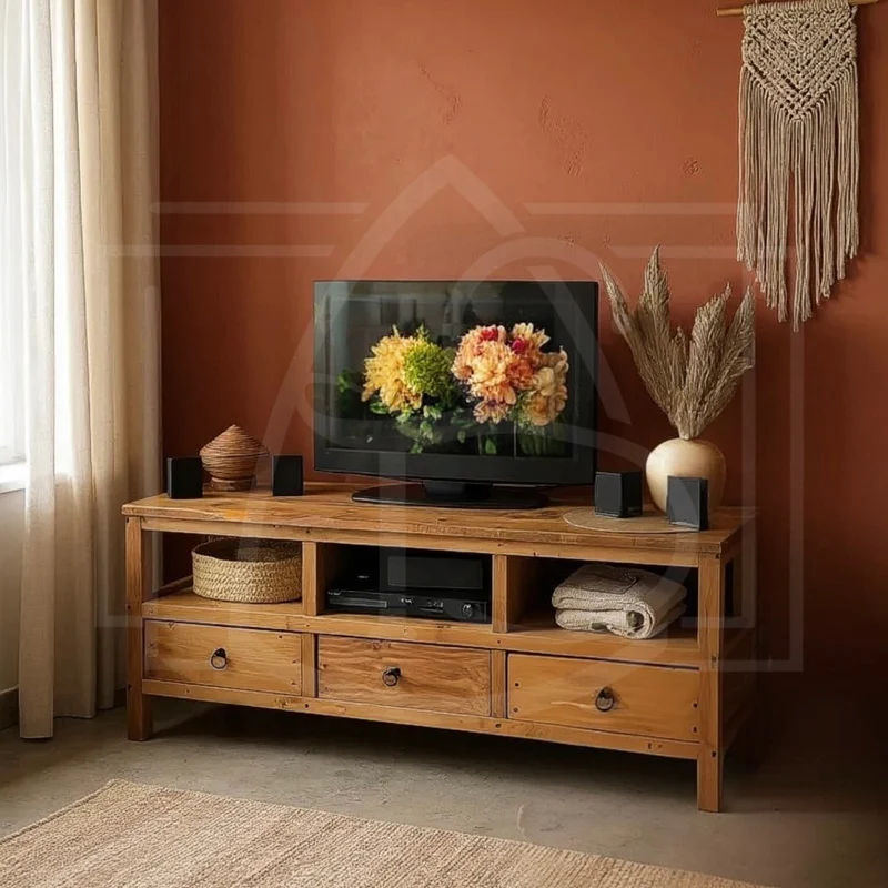 ✨ Meuble TV Denali – bois massif, 130x45x60