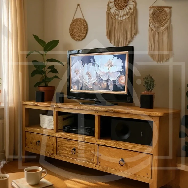 ✨ Meuble TV Denali – bois massif, 130x45x60