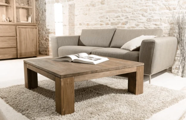 Table Basse de Salon carrée en Bois Massif