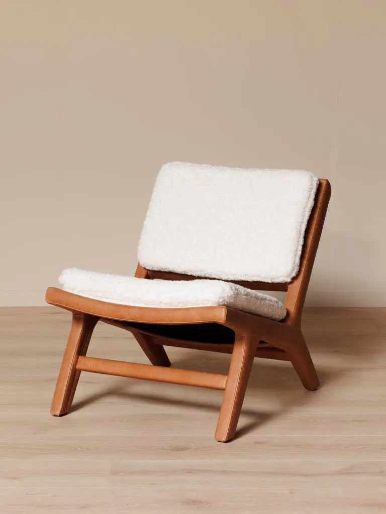 Fauteuil Cuir & Frêne Méribel Cuivré
