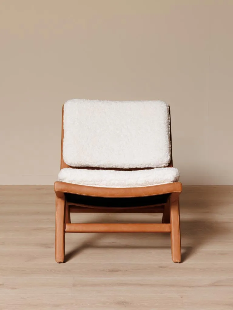 Fauteuil Cuir & Frêne Méribel Cuivré