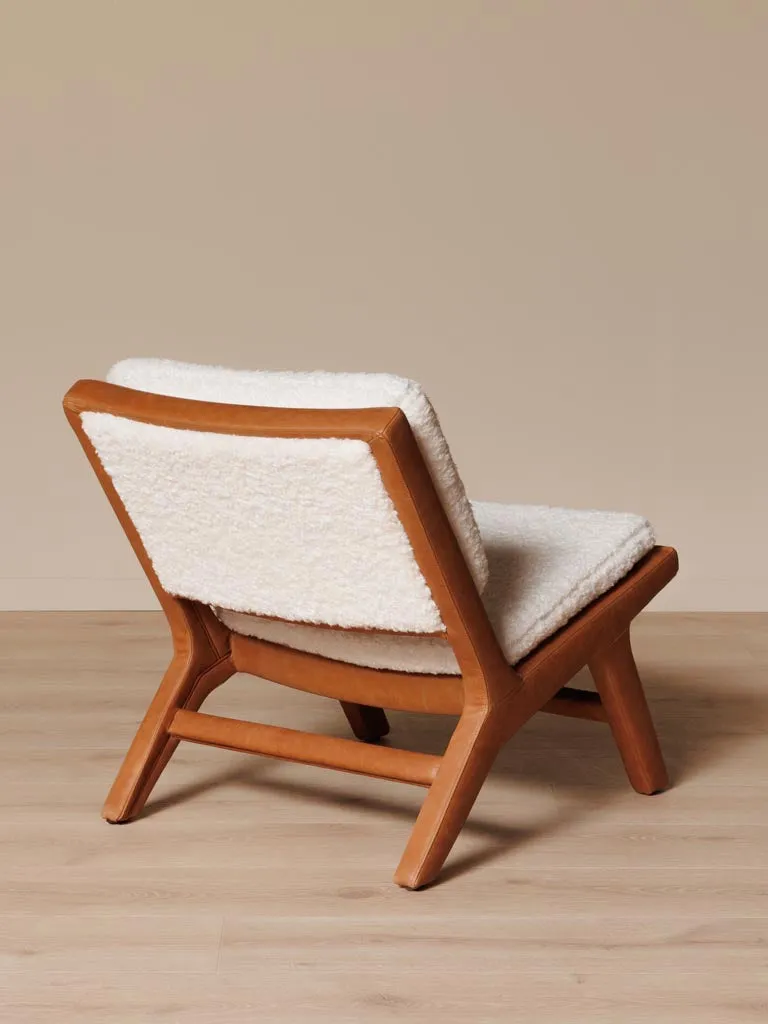 Fauteuil Cuir & Frêne Méribel Cuivré