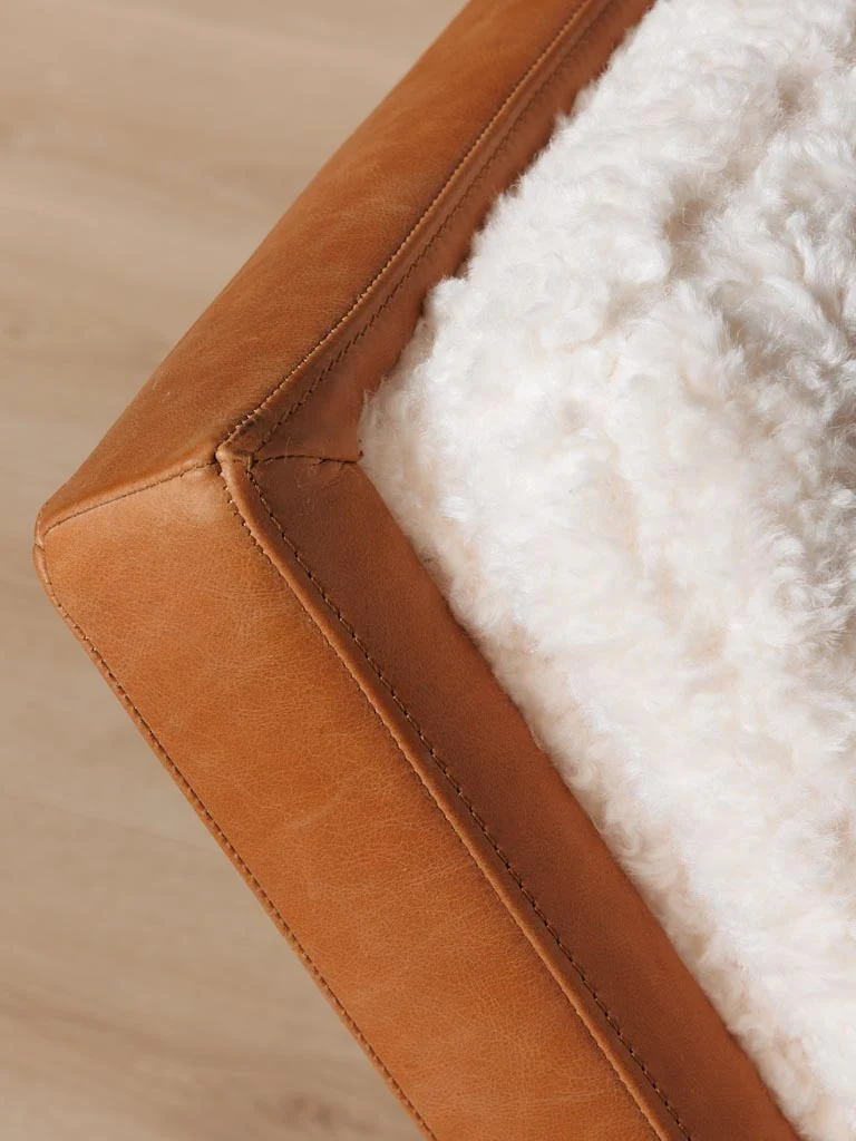 Fauteuil Cuir & Frêne Méribel Cuivré