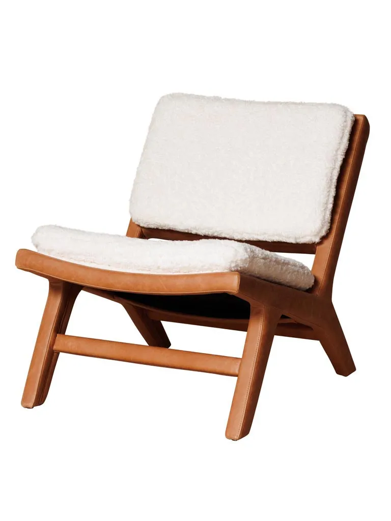 Fauteuil Cuir & Frêne Méribel Cuivré