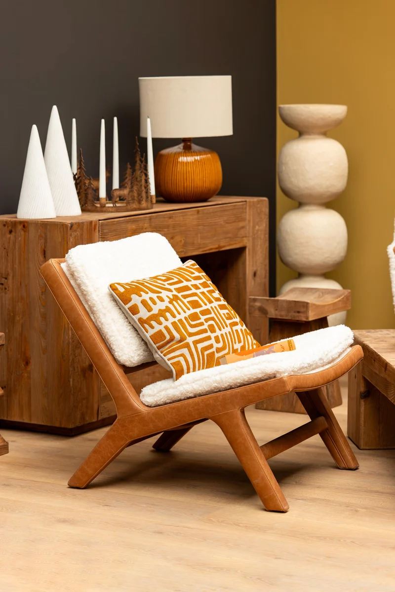 Fauteuil Cuir & Frêne Méribel Cuivré