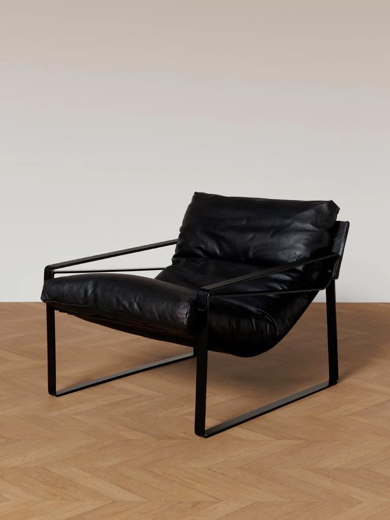 Fauteuil Lounge Cuir Noir Gabor