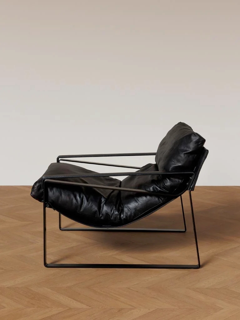 Fauteuil Lounge Cuir Noir Gabor