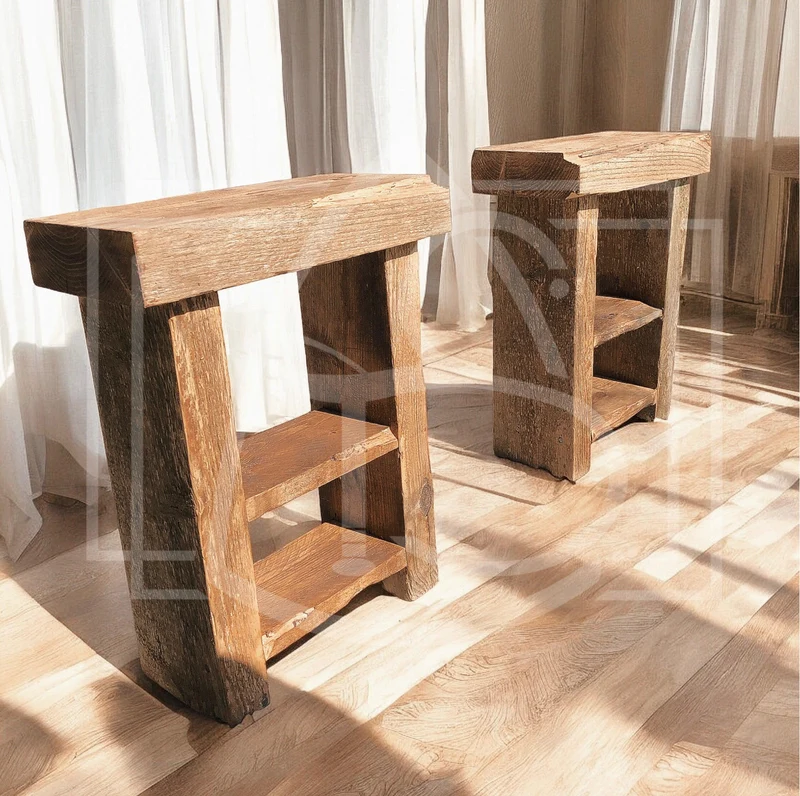 Table de chevet en bois recyclé de Grange