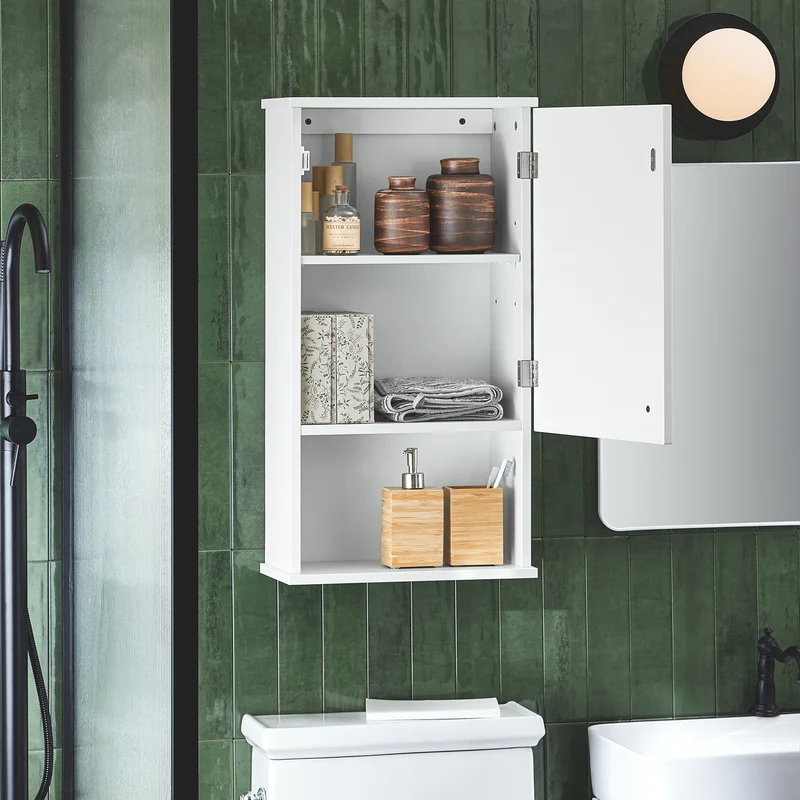 SoBuy BZR25-W Meuble Haut Armoire Suspendue de Toilettes Placard Mural