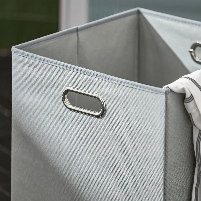 SoBuy BZR116-W Armoire à Linge avec Sac à Linge Corbeille à Linge Panier à Linge Amovible Meuble Bas de Salle de Bain