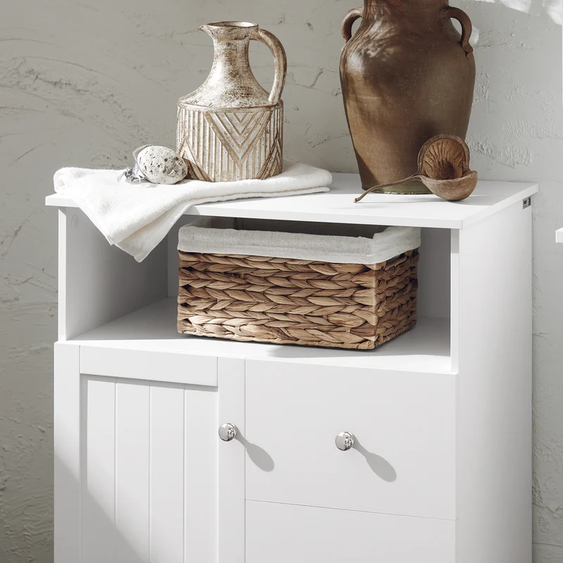 SoBuy BZR107-W Meuble de Rangement Salle de Bain, Meuble Demi-Colonne, Meuble Bas, Armoire Toilettes WC, Placard