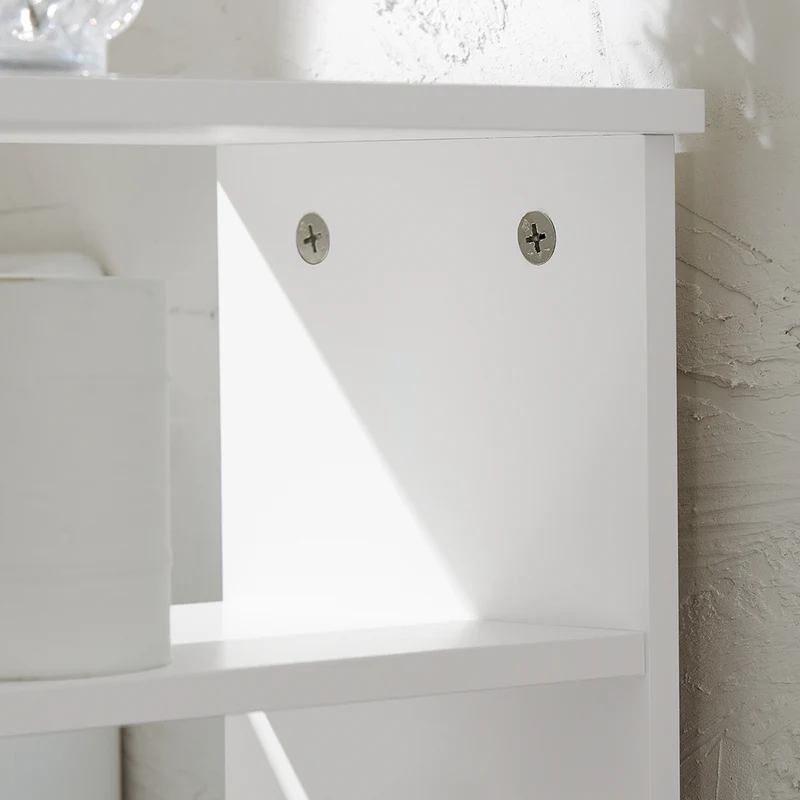 SoBuy BZR106-W Meuble de Rangement Salle de Bain Étroit sur Roulettes, Support Papier Toilette, Armoire Toilettes WC Compact Chariot de Stockage