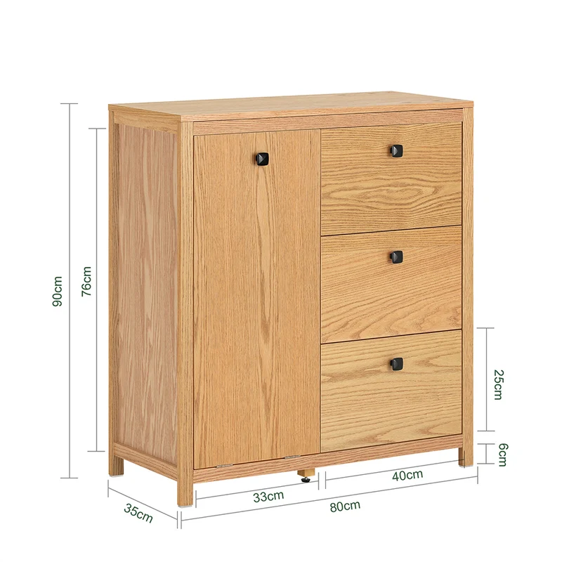 SoBuy BZR97-N Armoire à Linge avec Sac à Linge, Meuble Bas, Commode, Armoire Toilette avec 3 Tiroirs et 1 Panier à Linge
