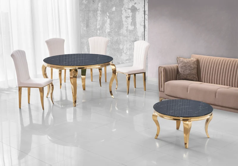 Chaises en velours écru et pieds or - Nova x6