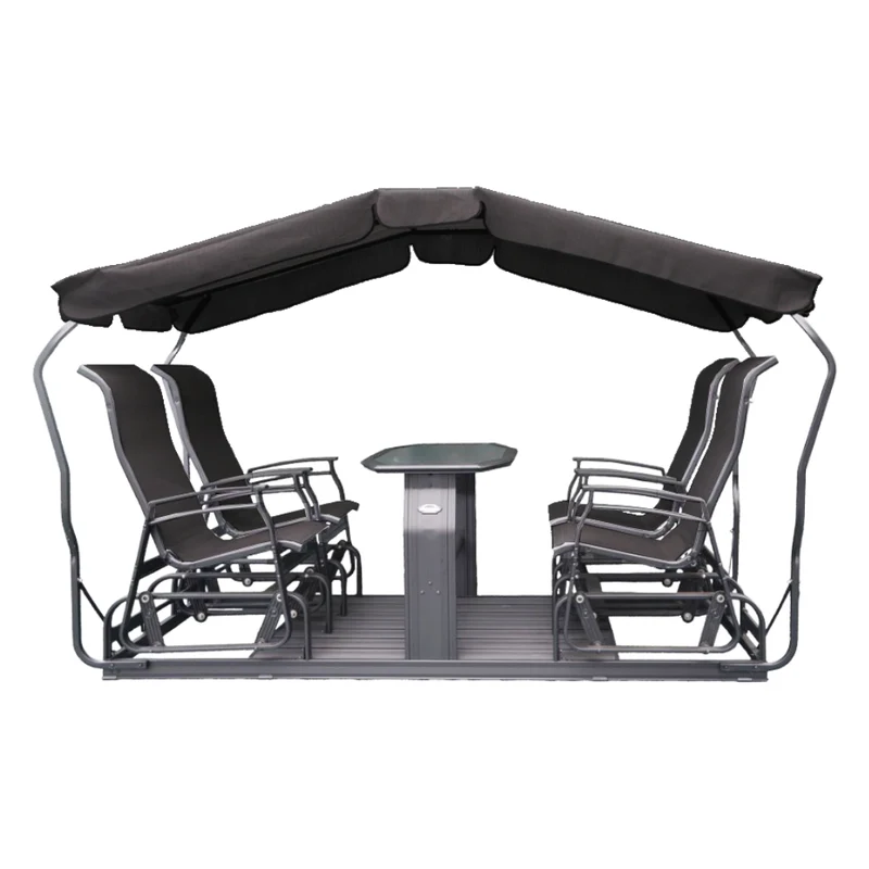 Balançoire indépendante 4 chaises en tissu avec une structure en aluminium - Kaza