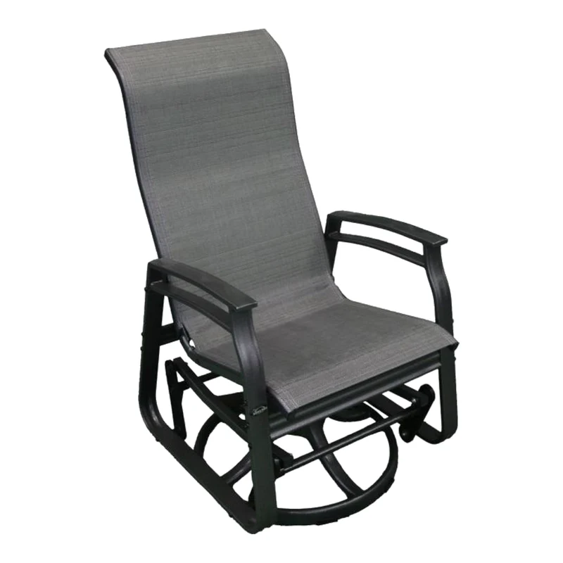 Chaise extérieure berçante et pivotante en tissu avec une structure en aluminium - Kaza