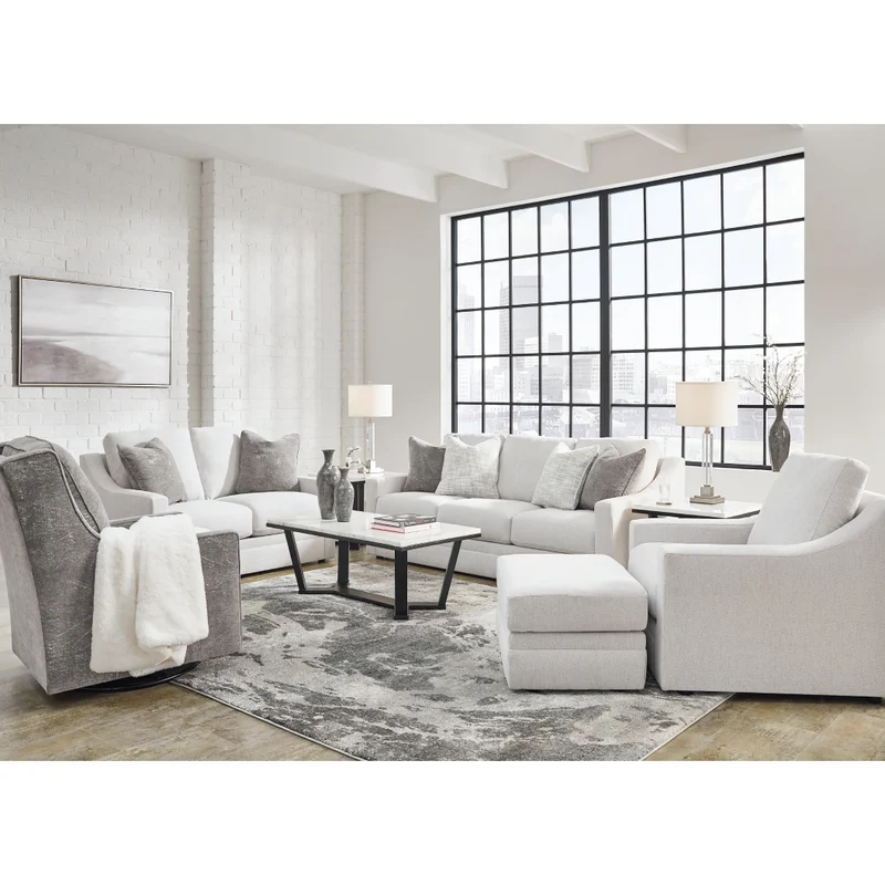 Ottoman en tissu texturé blanc - Maitelynn