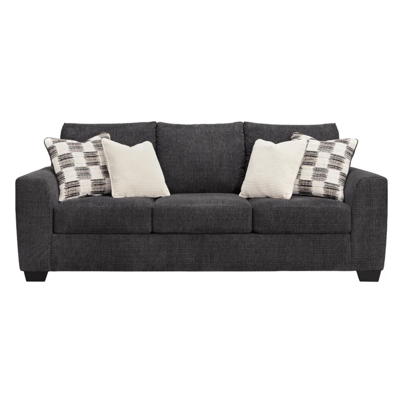 Sofa-lit en tissu noir ébène avec matelas 60 po - Loreo