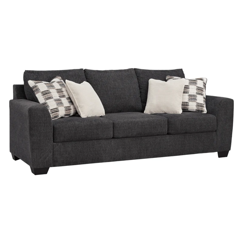 Sofa-lit en tissu noir ébène avec matelas 60 po - Loreo
