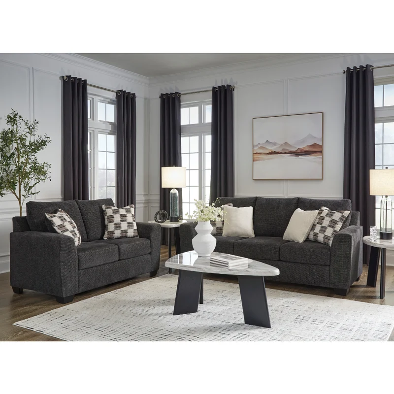 Sofa-lit en tissu noir ébène avec matelas 60 po - Loreo