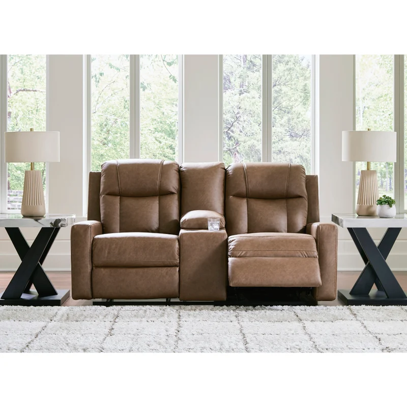 Causeuse inclinable aspect cuir avec console - Mackmenville
